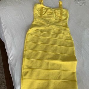 Yellow Bandage Midi Dress